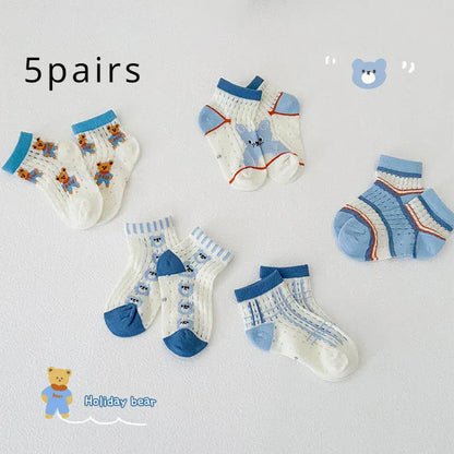 ベビー用靴下・タイツ キッズソックス 靴下5足セット カラフル メッシュ サマーショートソックス【mh0006102】