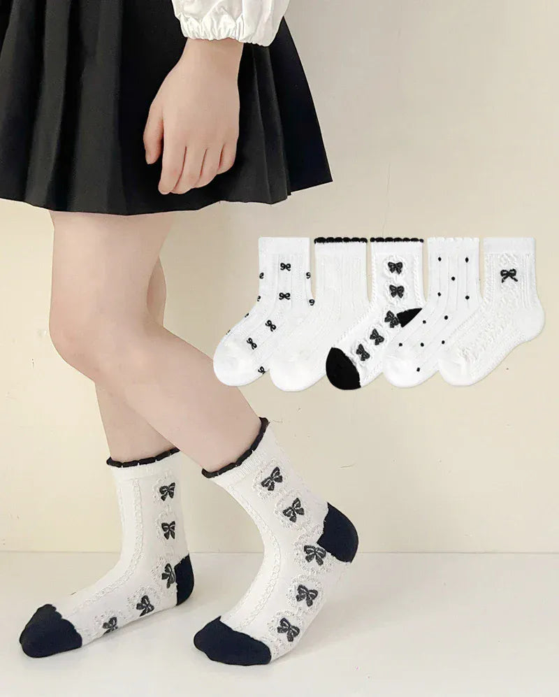 ベビー用靴下・タイツ キッズソックス うさぎ/星スター/リボンショートソックス靴下5足セット【mh0006942】