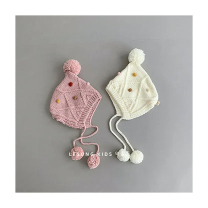 ベビー用帽子 ベビー帽子 ポンポン付きニットキャップボンネット 5カラー【mh0006952】