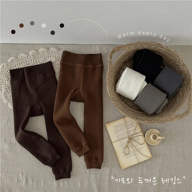 ベビー用靴下・タイツ キッズレギンスパンツ リブニットタイツ レギパン 裏フリース 6カラー【mh0003428】キッズレギンスパンツ リブニットタイツ レギパン 裏フリース 6カラー