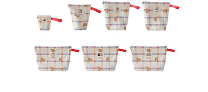 おむつポーチ キャンバス くま ベア トラベルポーチ 7個 セット 防水 おむつポーチ 歯ブラシケース ママバッグ【mh0003504】