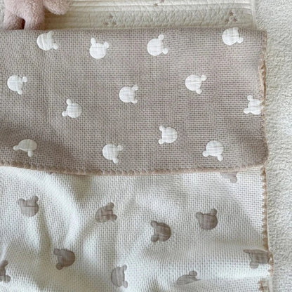 ベビーブランケット・タオル ベビー ブランケット リバーシブル 毛布 おくるみ スワドル くま ベア ムーン スター 月 星 刺繍 80x150cm【mh0005093】