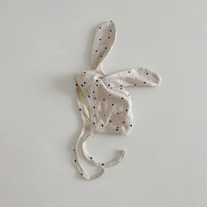 ベビー用帽子 A / 43-47cm ベビー帽子 水玉ドットうさ耳ボンネット帽子 3カラー【mh0006959】