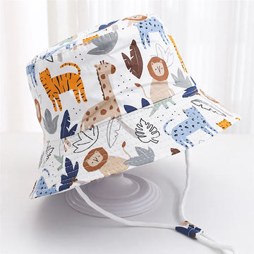 ベビー用帽子 animal / 50cm(1-3 years old) ベビーキッズ帽子 サマーハット パナマ帽子 フィッシャーマンハット 日除け プリント柄【mh0006127】