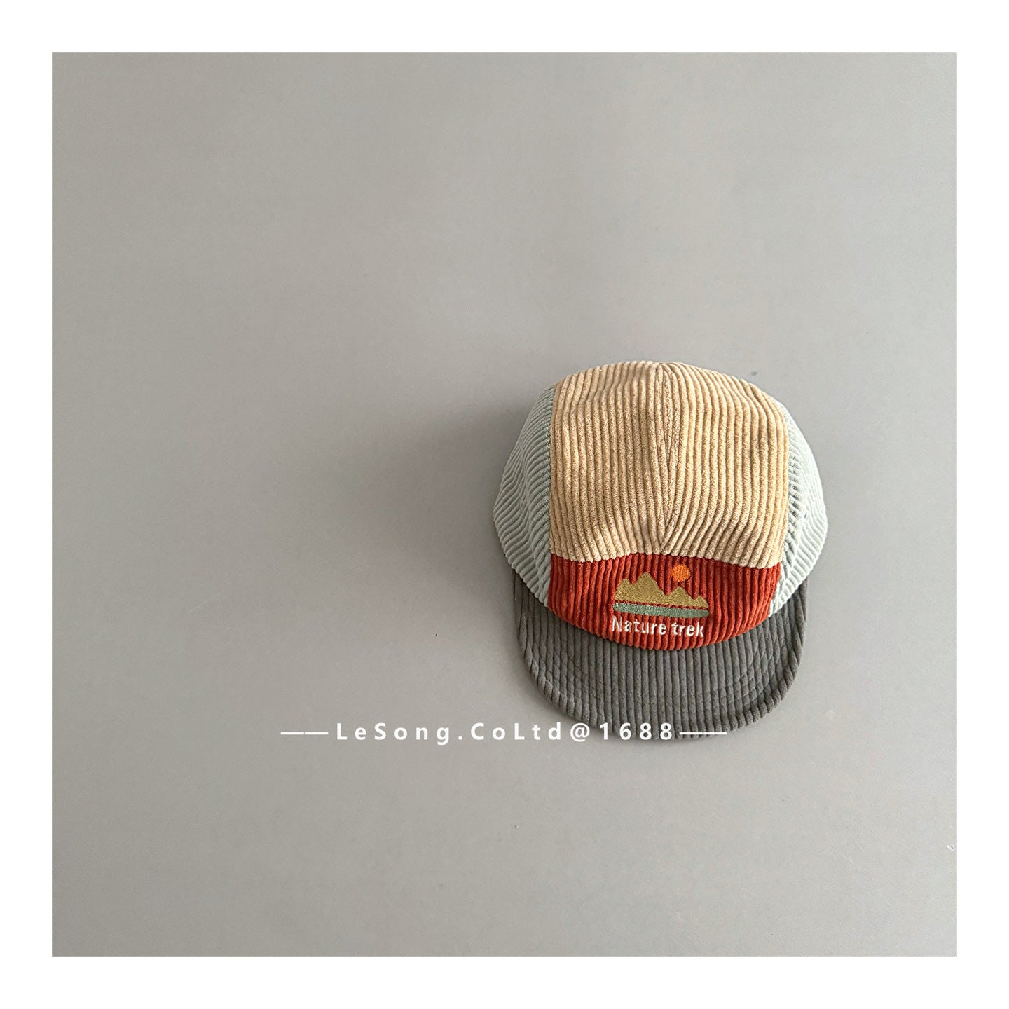 ベビー用帽子 Army Green / One Size キッズ帽子 コーデュロイ カラーブロック 野球帽【mh0011813】