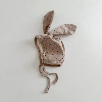 ベビー用帽子 B / 43-47cm ベビー帽子 水玉ドットうさ耳ボンネット帽子 3カラー【mh0006959】