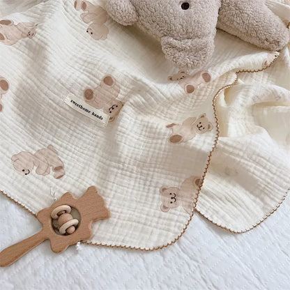 ベビーブランケット・タオル bear blanket / 120X130cm ベビーブランケット ガーゼケット おくるみ スワドル ベアくまプリント 120X130cm【mh0006259】