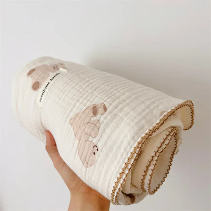 ベビーブランケット・タオル bear blanket / 120X130cm ベビーブランケット ガーゼケット おくるみ スワドル ベアくまプリント 120X130cm【mh0006259】