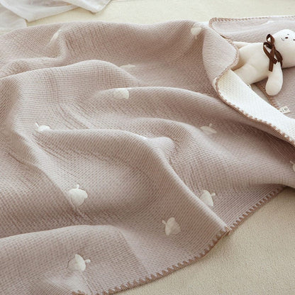 ベビーブランケット・タオル bear blanket / One Size ベビー ブランケット リバーシブル 毛布 おくるみ スワドル くま ベア ムーン スター 月 星 刺繍 80x150cm【mh0005093】