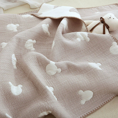 ベビーブランケット・タオル bear  blanket / One Size ベビー ブランケット リバーシブル 毛布 おくるみ スワドル くま ベア ムーン スター 月 星 刺繍 80x150cm【mh0005093】
