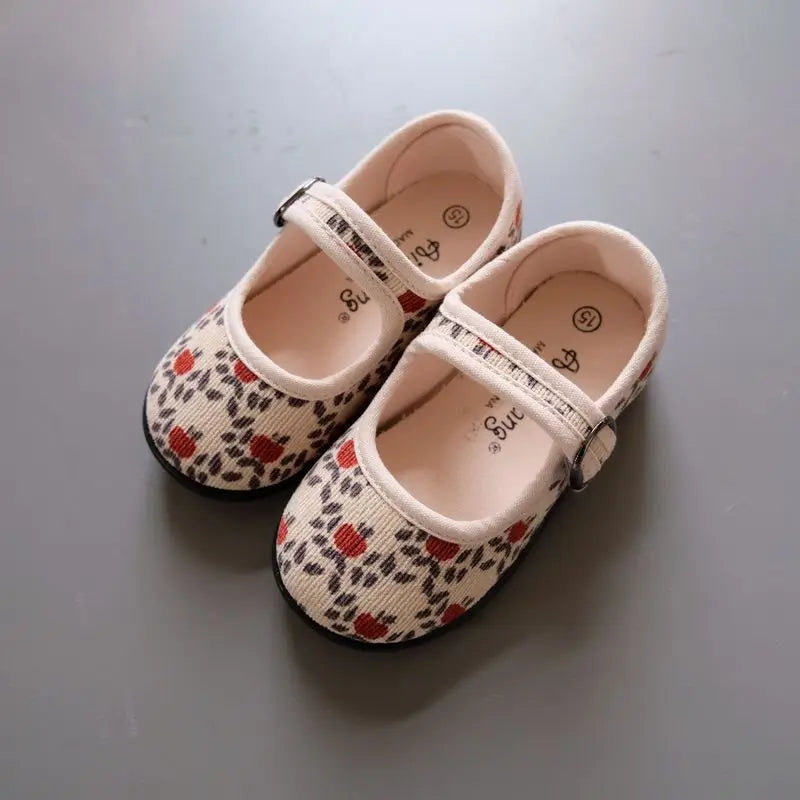 靴 beige / 13 (length 12.8cm) ベビー キッズ コーデュロイ ストラップ シューズ バレー シューズ 靴