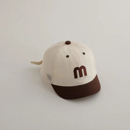 ベビー用帽子 Beige / 46-50cm ベビー帽子 メッシュキャップ 野球帽 アルファベット刺繍 サマーハット【mh0005592】