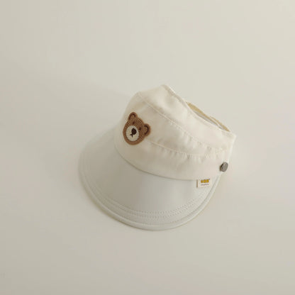 ベビー用帽子 beige / 48-52cm / 取り寄せ（7〜30日） キッズ帽子 サンバイザー 日除け ベアくまワッペン サマーハット