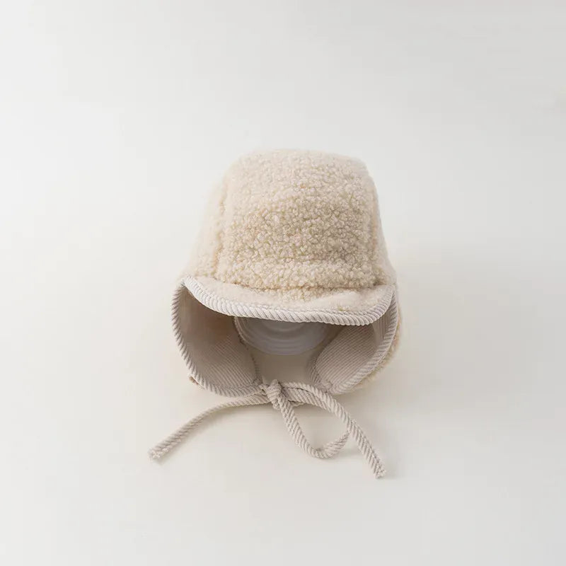 ベビー用帽子 Beige / 48-52cm キッズ帽子 ボアフリース/コーデュロイ耳付きフライングハットキャップ【mh0007947】