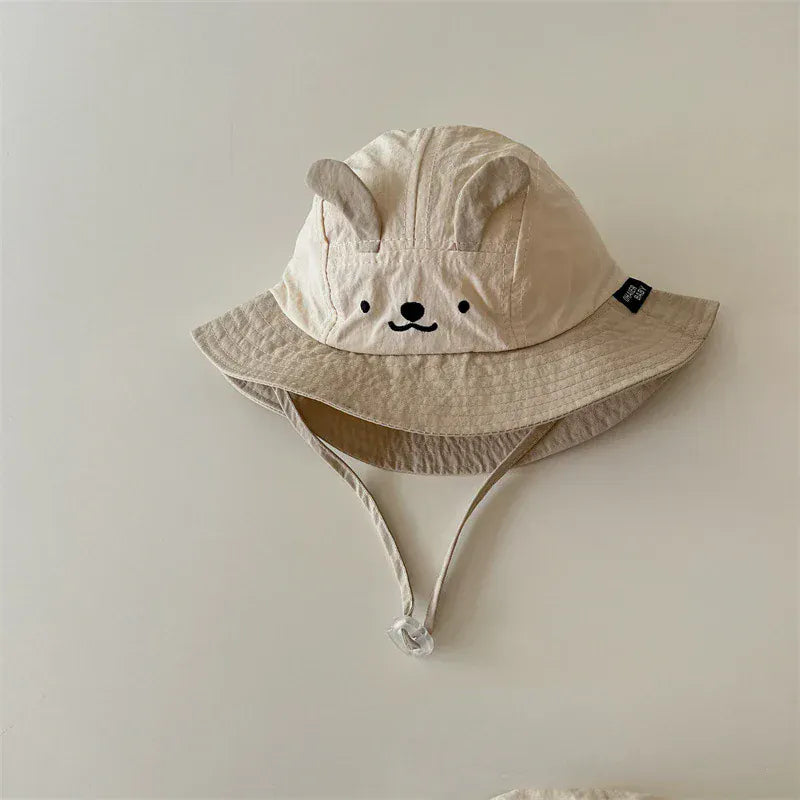 ベビー用帽子 beige / Child 48-50cm ベビーキッズ帽子 耳付きバケットハット サファリハット 3カラー