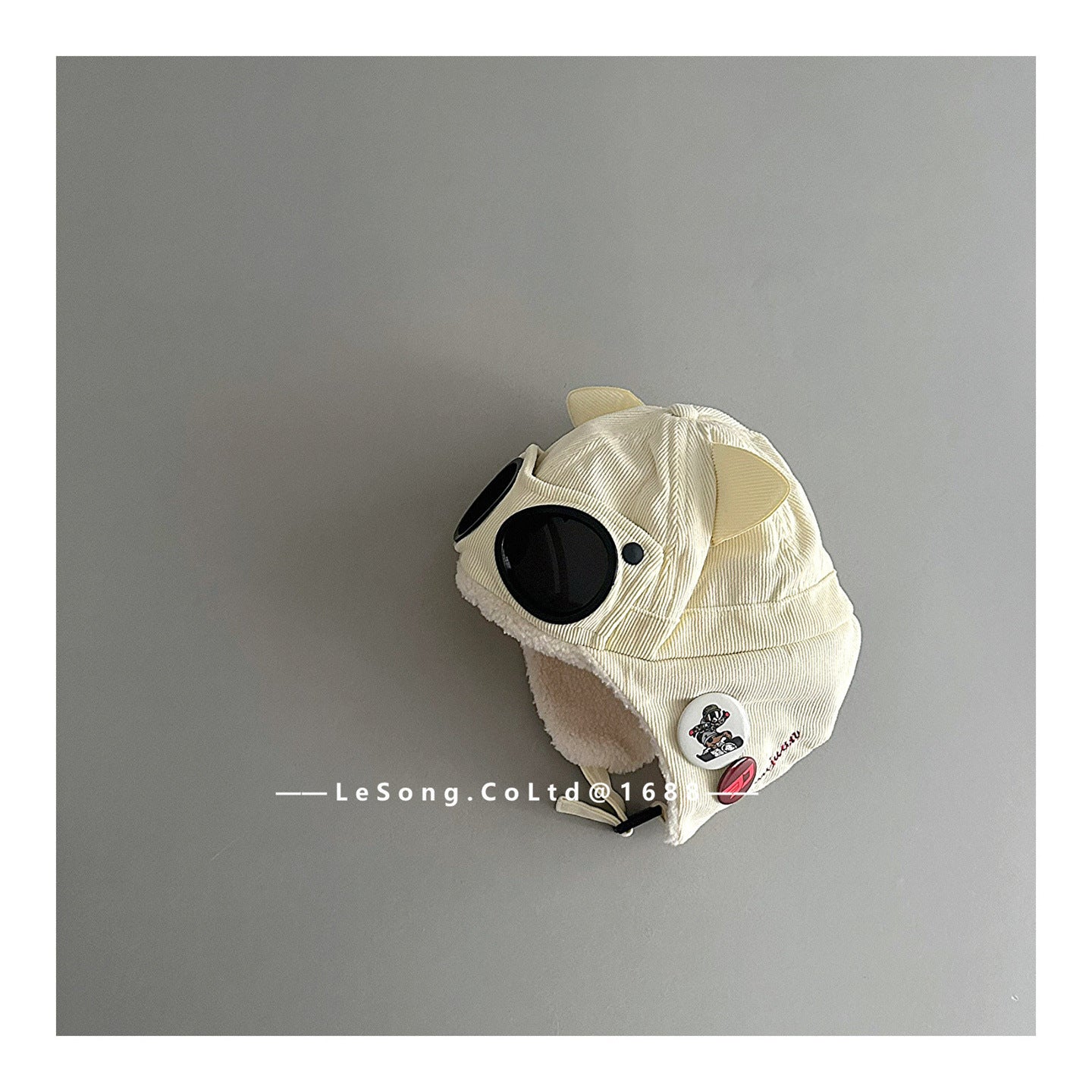 ベビー用帽子 Beige / Child キッズ帽子 ねこ耳 サングラス フライトハット パイロットキャップ【mh0011811】