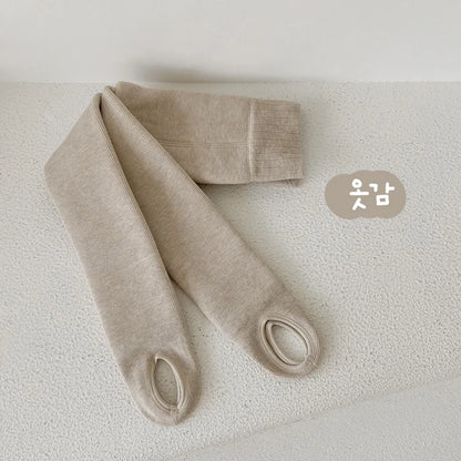 ベビー用靴下・タイツ beige / M for 3-5Y キッズタイツ トレンカ レギンス 裏起毛 防寒【mh0004096】