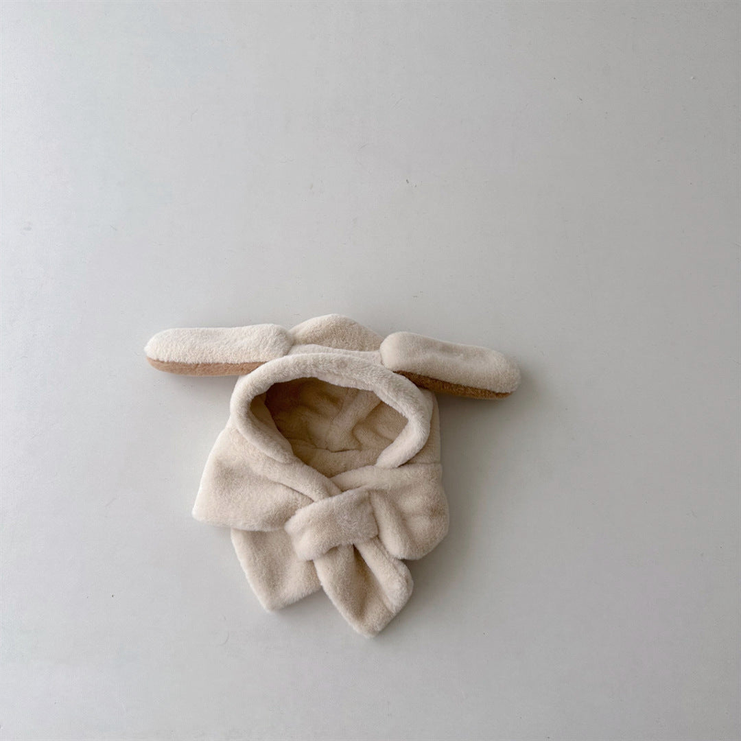 ベビー用帽子 Beige / One Size ベビーキッズマフラー付き帽子 耳付き帽子 ネックウォーマー イヤーマフ ボアフリース 3カラー ユニセックス 男の子 女の子 子供服【mh0003242】