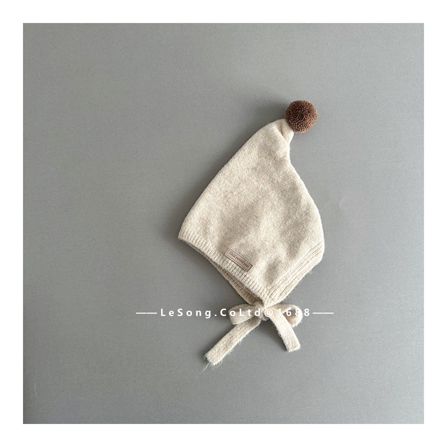 ベビー用帽子 Beige / One Size ベビー帽子 ぽんぽん付き 小人キャップ ピクシーハット【mh0011812】