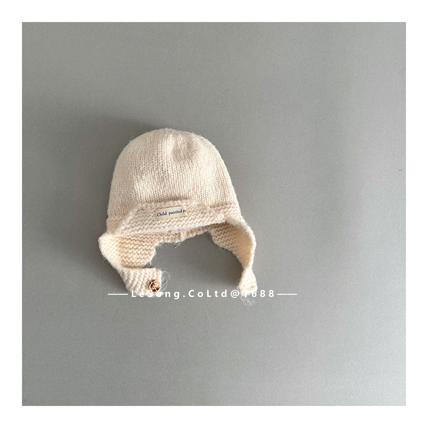 ベビー用帽子 Beige / One Size ベビー帽子 ニット ブリム 耳当て付き シンプル ニットキャップ【mh0011830】