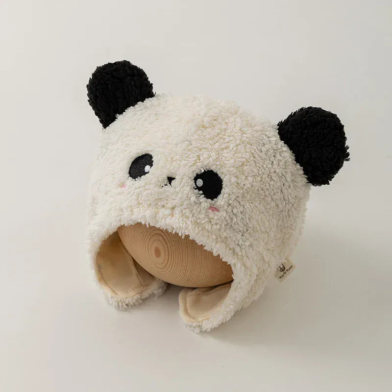 ベビー用帽子 Beige White / 36-46cm ベビー帽子 アニマルフェイスボアフリースフライングキャップ【mh0007807】