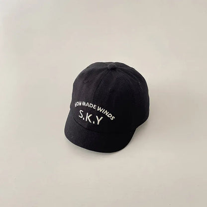 ベビー用帽子 Black / 45-50cm ベビー帽子 キャップ 野球帽 レターロゴ刺繍 ハット【mh0005447】