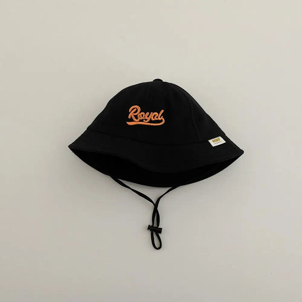 ベビー用帽子 Black / 48-50cm キッズ帽子 バケットハット フィッシャーマンハット レターロゴ刺繍【mh0005081】