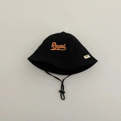ベビー用帽子 Black / 48-50cm キッズ帽子 バケットハット フィッシャーマンハット レターロゴ刺繍【mh0005081】