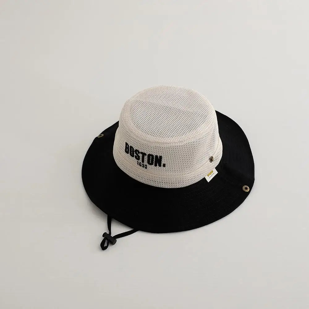 ベビー用帽子 black / 48-52cm / 取り寄せ（7〜30日） キッズ帽子 メッシュ サファリハット ハット レターロゴ刺繍 サマーハット