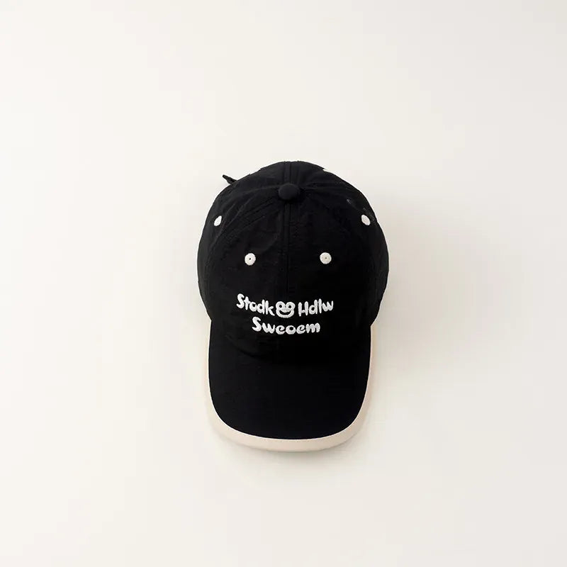 ベビー用帽子 Black / 48-52cm for Kids キッズキャップ 刺繍入り カエル ベースボールキャップ 調節可能 速乾【mh0005554】