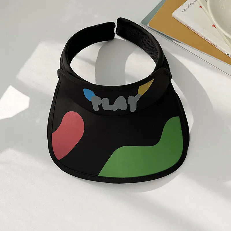 ベビー用帽子 Black / 48-53cm for 2-8y キッズ帽子 サンバイザー カラフルバイザー サンハット【mh0004798】