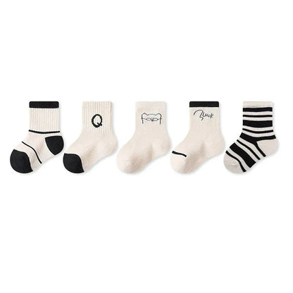 ベビー用靴下・タイツ black cat set / S 0-1Y ベビー キッズ アニマル レターロゴ ソックス 靴下 5足 セット【mh0001548】