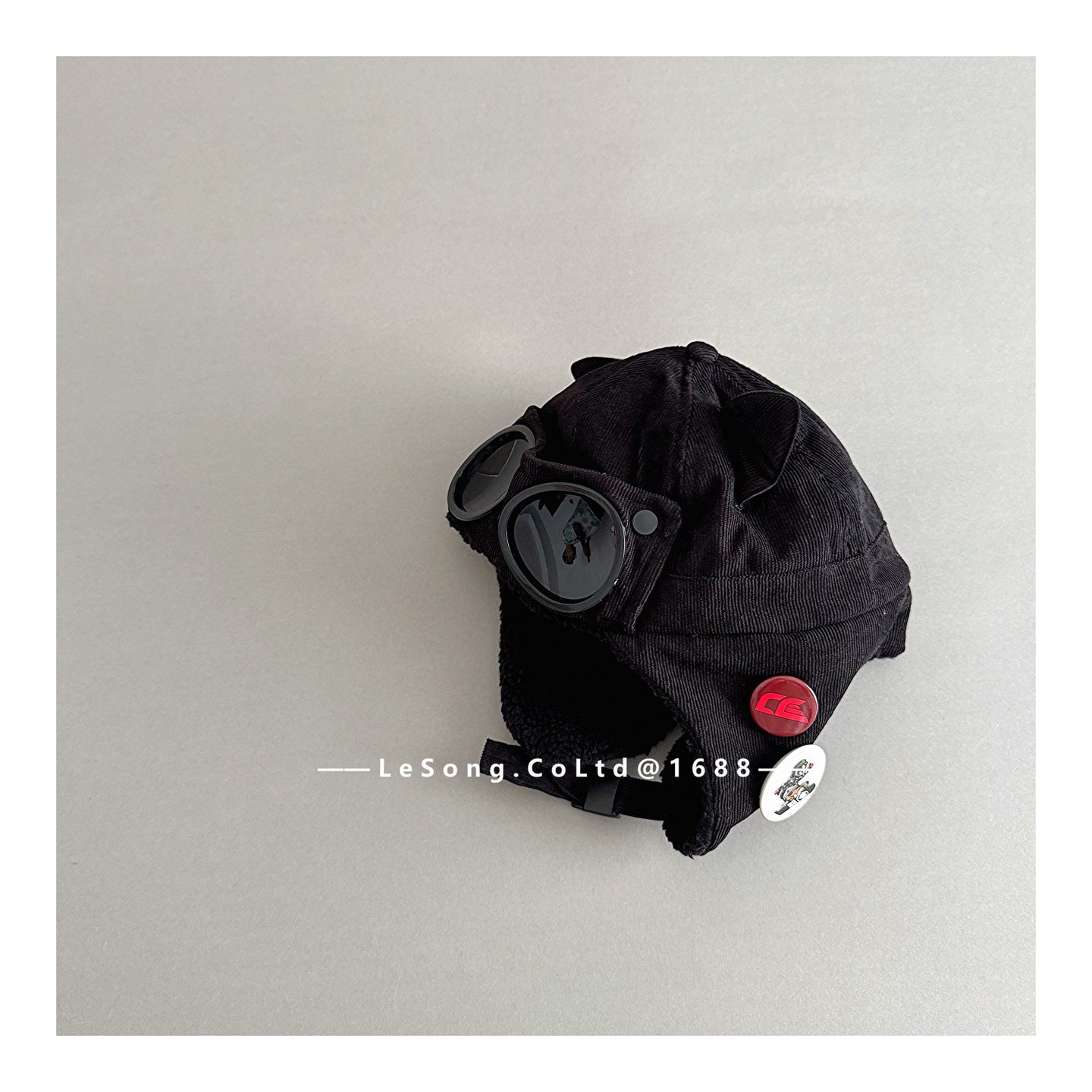 ベビー用帽子 Black / Child キッズ帽子 ねこ耳 サングラス フライトハット パイロットキャップ【mh0011811】