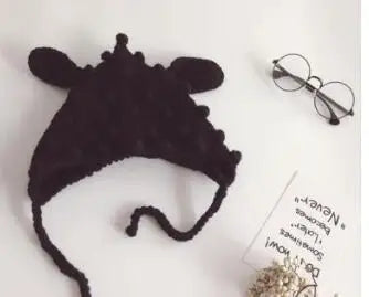 ベビー用帽子 Black / One Size ベビー キッズ ニット 耳付き とんがり 帽子【mh0003501】