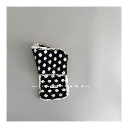 ネックウォーマー Black / One Size キッズ マフラー ドット柄 ボア フリース 厚手 防寒 スヌード【mh0011599】