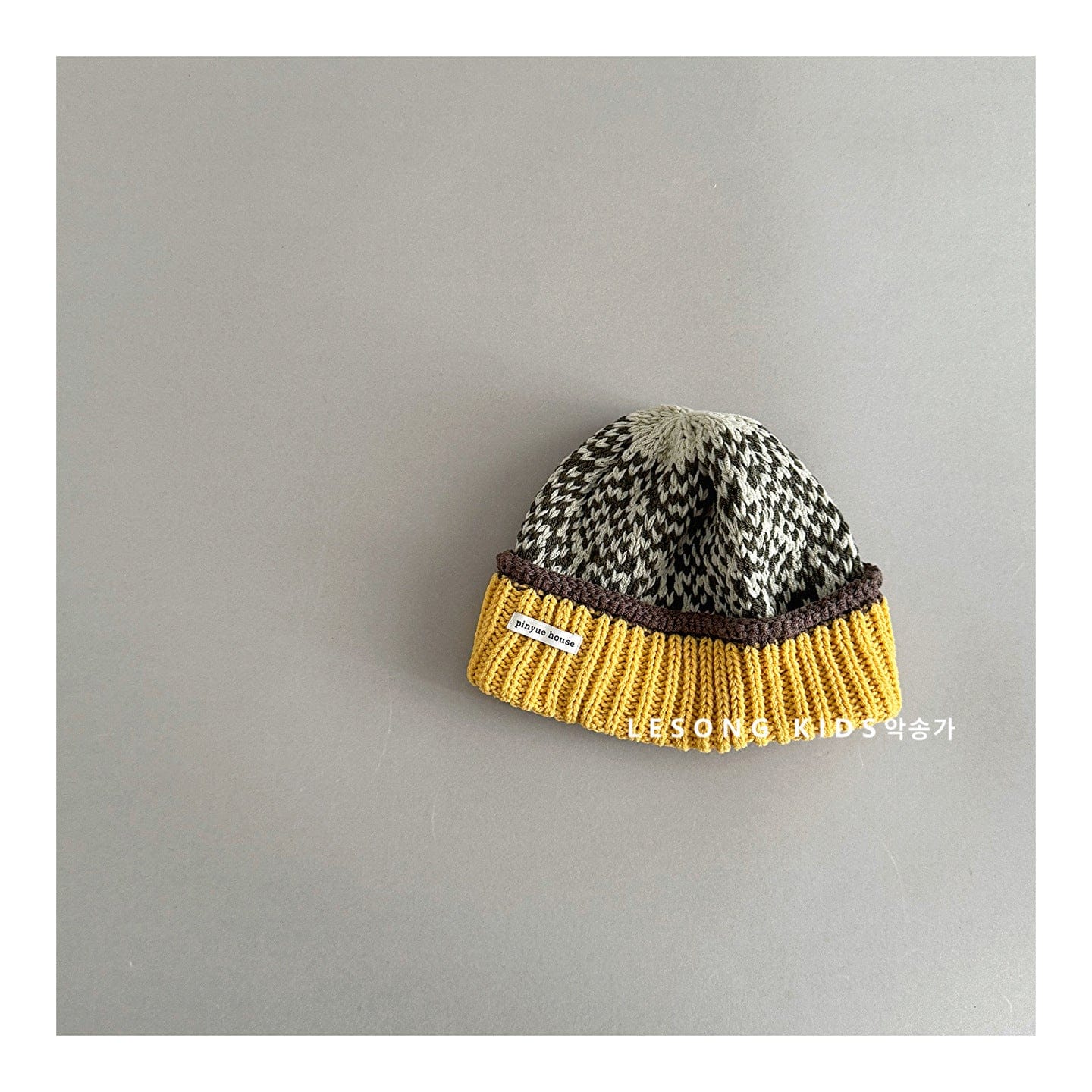 ベビー用帽子 Black / One Size キッズ ニット帽 ドーパミンカラー マルチカラー 総柄 ビーニー【mh0011600】