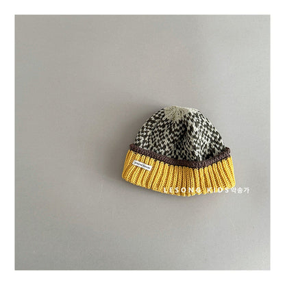 ベビー用帽子 Black / One Size キッズ ニット帽 ドーパミンカラー マルチカラー 総柄 ビーニー【mh0011600】