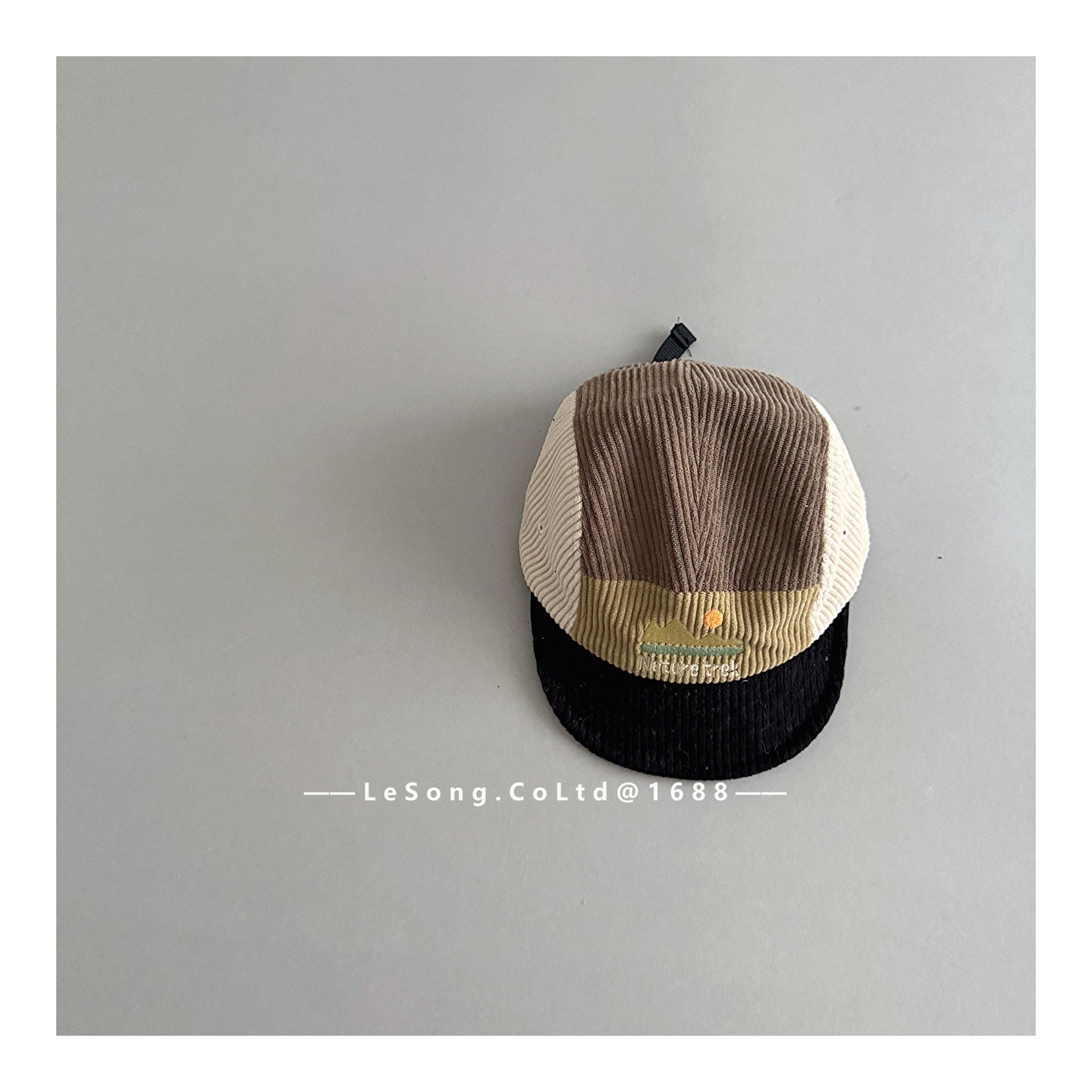 ベビー用帽子 Black / One Size キッズ帽子 コーデュロイ カラーブロック 野球帽【mh0011813】