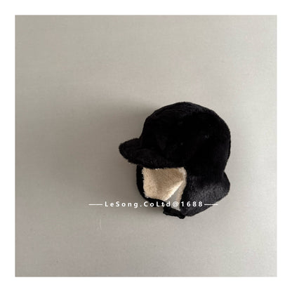 ベビー用帽子 Black / One Size キッズ帽子 レオパード ボアフリース フライトキャップ 耳当て付き【mh0011817】