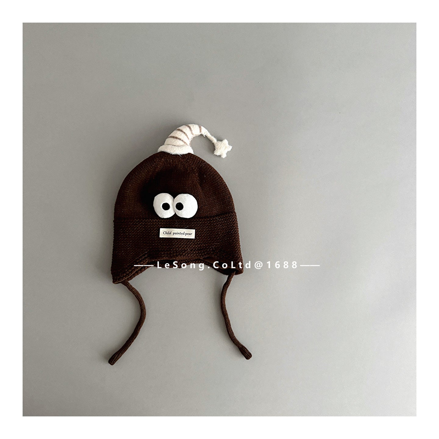 ベビー用帽子 Black / One Size ベビー帽子 アイボール 目玉ワッペン ニットキャップ【mh0011826】