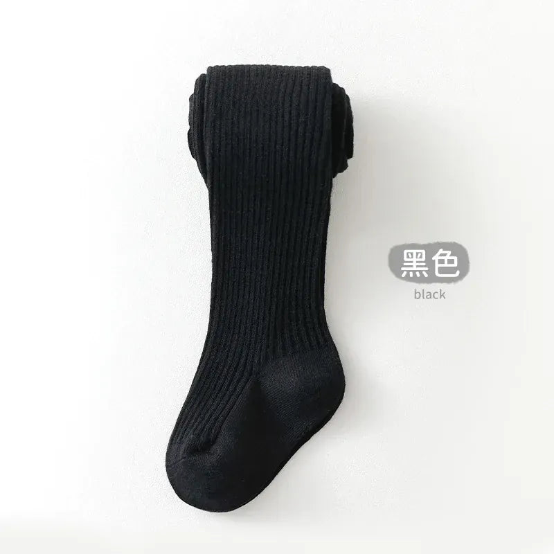 ベビー用靴下・タイツ Black / S 0-1Y ベビーキッズタイツ リブ編みシンプルロングソックス【mh0007605】