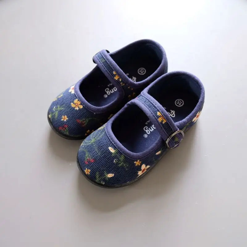 靴 blue / 13 (length 12.8cm) ベビー キッズ コーデュロイ ストラップ シューズ バレー シューズ 靴
