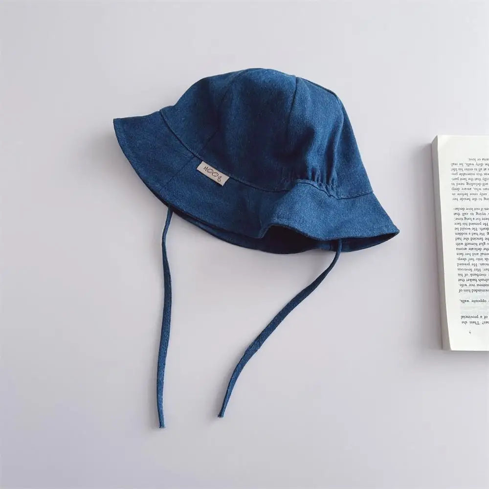 ベビー用帽子 blue / 45-48cm ベビー帽子 バケットハット サマーハット 無地/ストライプ【mh0005078】