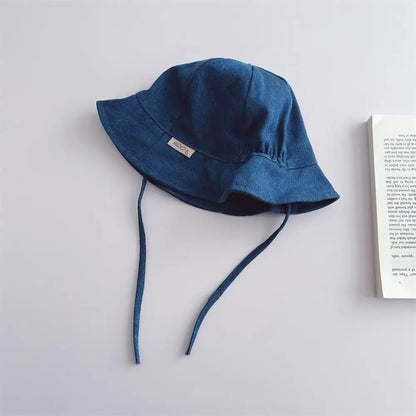 ベビー用帽子 blue / 45-48cm ベビー帽子 バケットハット サマーハット 無地/ストライプ【mh0005078】