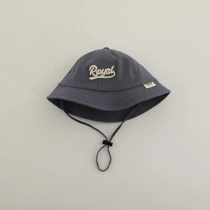 ベビー用帽子 Blue / 48-50cm キッズ帽子 バケットハット フィッシャーマンハット レターロゴ刺繍【mh0005081】