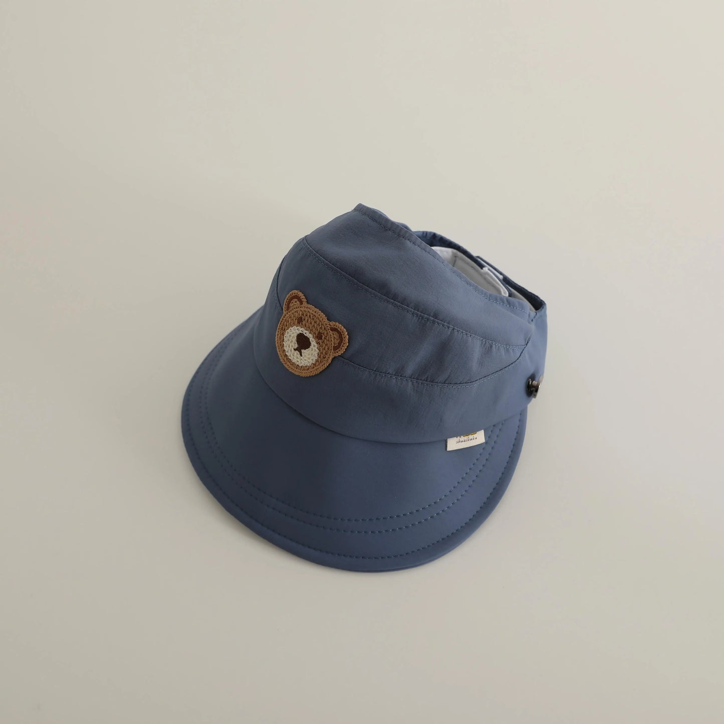 ベビー用帽子 blue / 48-52cm / 取り寄せ（7〜30日） キッズ帽子 サンバイザー 日除け ベアくまワッペン サマーハット