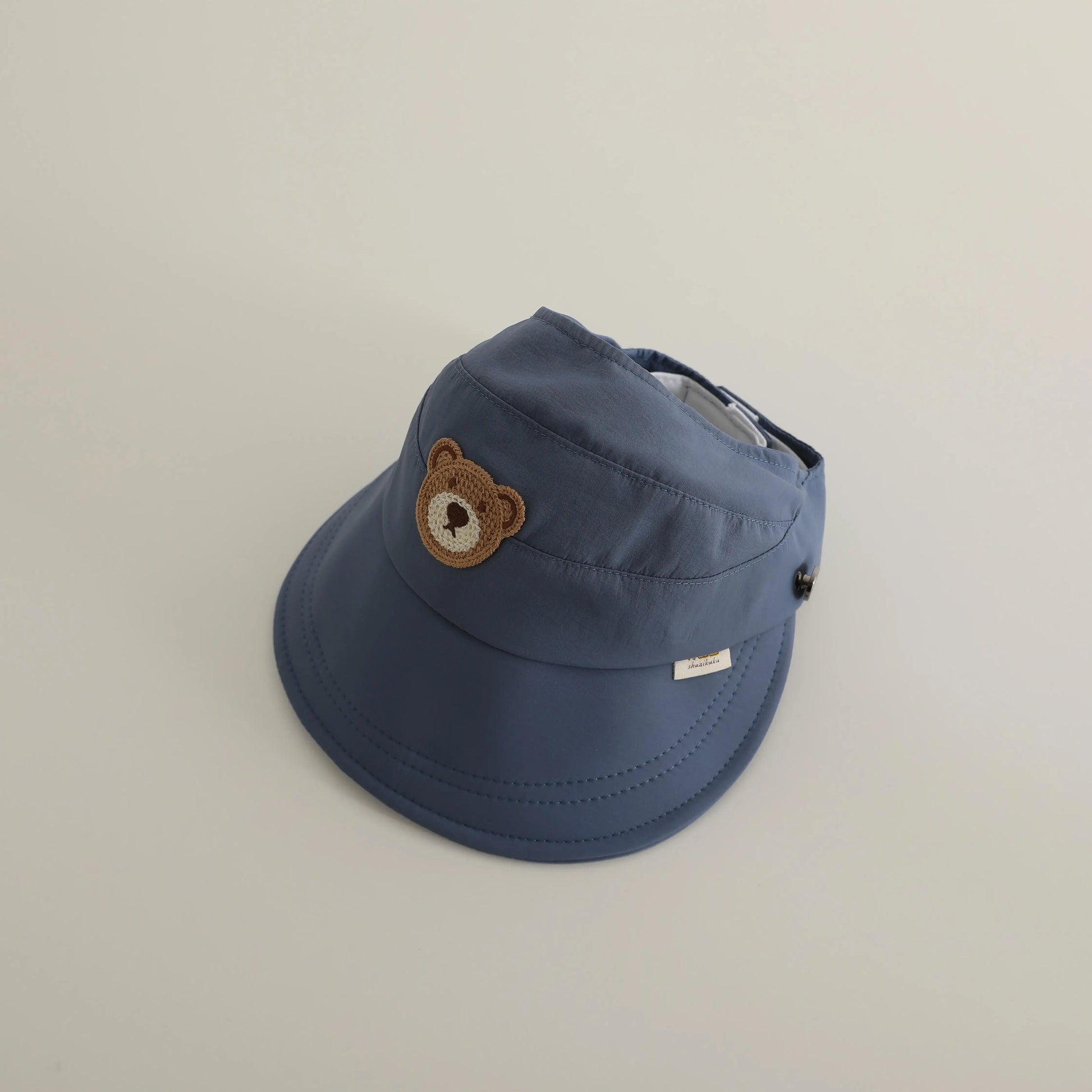 ベビー用帽子 blue / 48-52cm / 取り寄せ（7〜30日） キッズ帽子 サンバイザー 日除け ベアくまワッペン サマーハット
