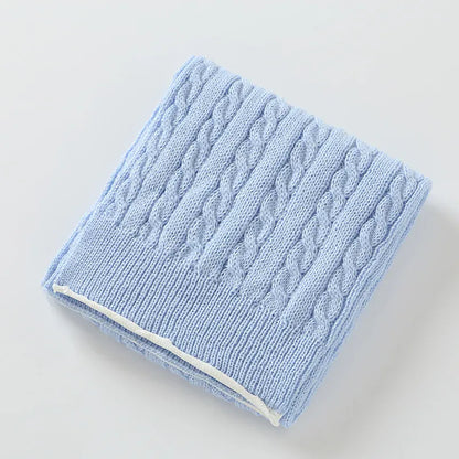 ベビーブランケット・タオル blue / 93x55cm ベビーブランケット スワドル おくるみ アランニット ケーブル編み