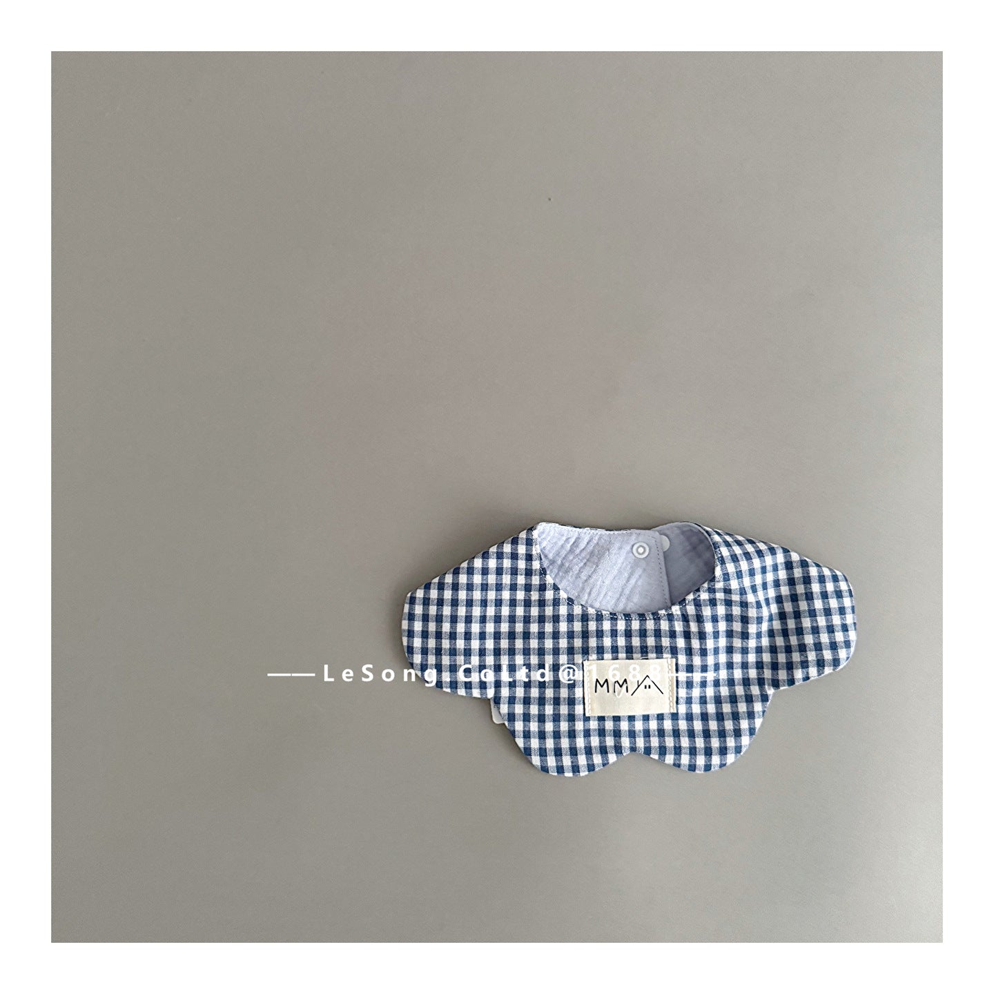 よだれかけ Blue checkered letter bib ベビースタイ ビフ フラワー サークル よだれかけ【mh0011818】