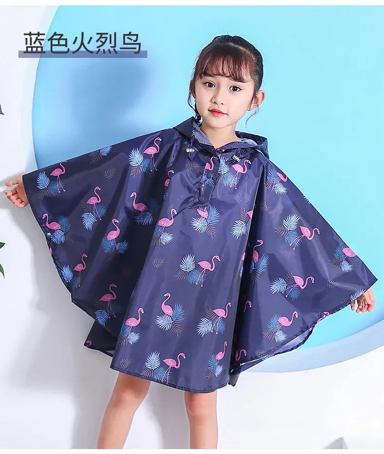 レインコート blue flamingo / S キッズレインコート 雨具 フーディレインポンチョ 防水コート【mh0007072】